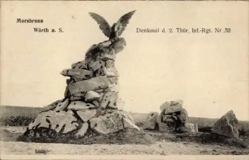 Ak Morsbronn les Bains Elsass Bas Rhin, Denkmal des 2 Thür Inf Regt Nr 32