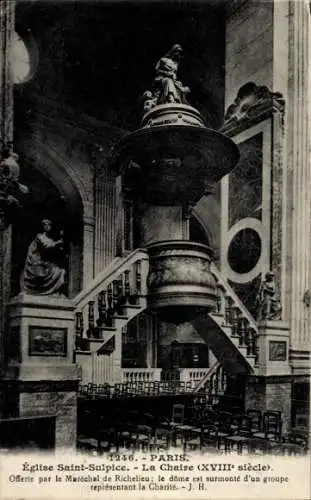 Ak Paris VI, Kirche Saint-Sulpice, Kanzel