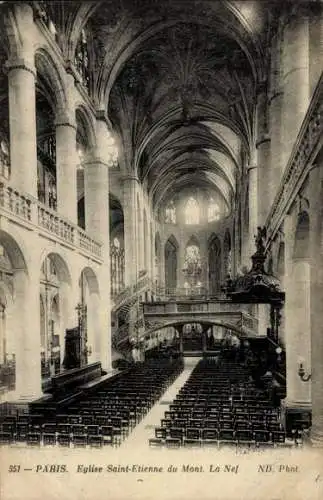 Ak Paris V, Montagne Sainte Geneviève, Eglise Saint Étienne du Mont, Nef