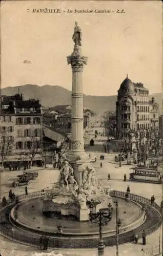 Ak Marseille Bouches du Rhône, La Fontaine Cantini