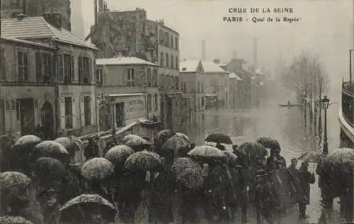 Ak Paris, Überschwemmung der Seine, Quai de la Repee