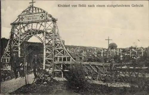 Ak Bois Brûlé Haute Marne, Kirchhof nach einem stattgefundenen Gefecht