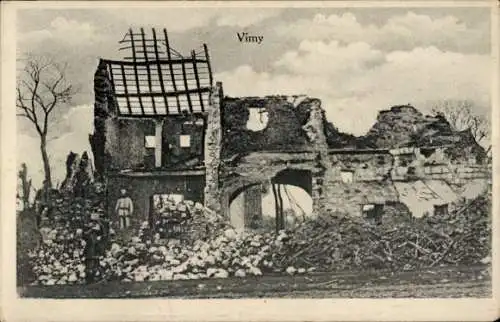 Ak Vimy Pas de Calais, Zerstörtes Haus, I. WK