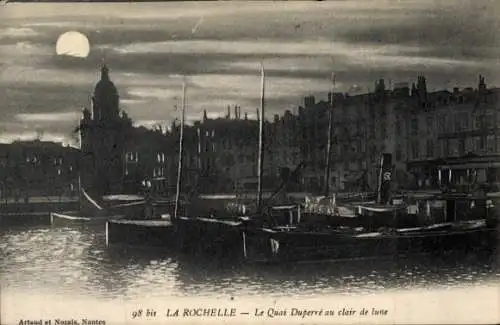 Mondschein Ak La Rochelle Charente Maritime, Le Quai Duperre