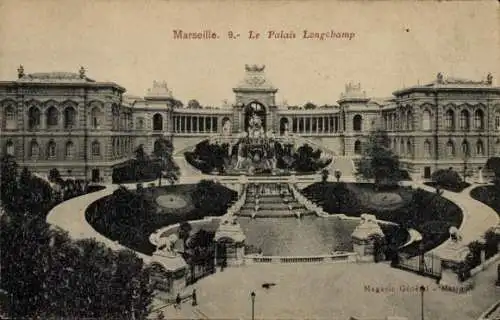 Ak Marseille Bouches du Rhône, Palais Longchamp