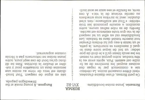 Ak Burma, junger buddhistischer Mönch