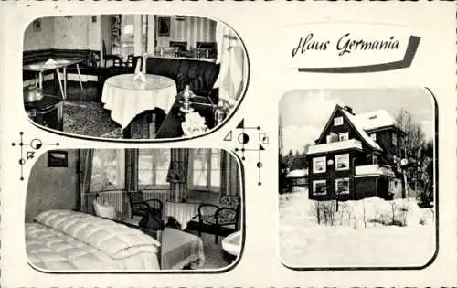 Ak Braunlage im Oberharz, Haus Germania, Winter