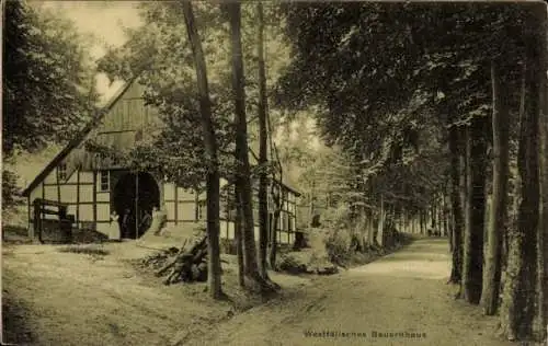 Ak Westfälisches Bauernhaus, Fachwerkhaus, Westfalenlied