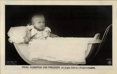 Ak Prinz Hubertus von Preußen, Jüngster Sohn des Kronprinzenpaares, Kinderwagen, NPG 4069