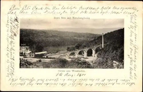 Ak Wiesbaden in Hessen, Beau Site mit Nerobergbahn, Brücke