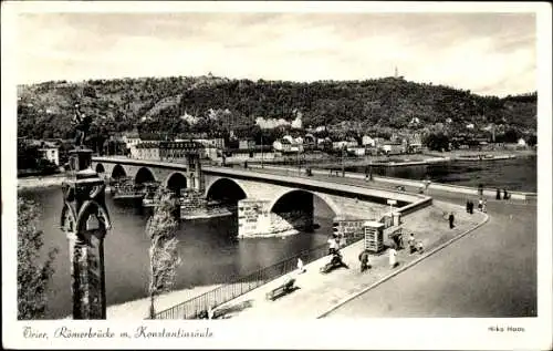 Ak Trier an der Mosel, Römerbrücke, Konstantinsäule