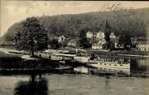 Ak Hann. Münden in Niedersachsen, Zusammenfluss der Fulda und Werra zur Weser