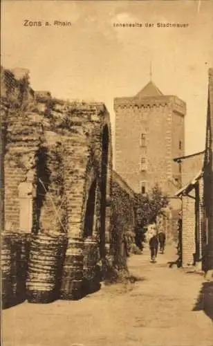 Ak Zons Dormagen am Niederrhein, Innenseite der Stadtmauer