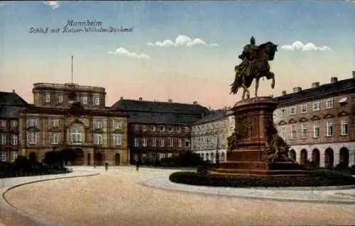 Ak Mannheim in Baden, Schloss, Kaiser-Wilhelm-Denkmal