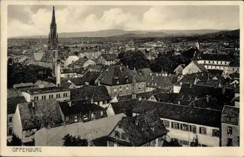 Ak Offenburg in Baden Schwarzwald, Gesamtansicht, Kirchturm