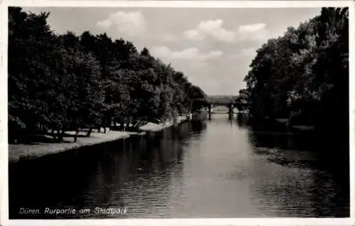 Ak Düren im Rheinland, Rurpartie, Stadtpark