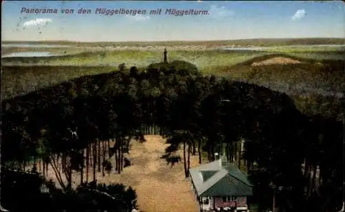 Ak Berlin Köpenick, Panorama von den Müggelbergen, Turm