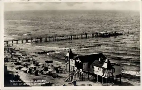 Ak Ostseebad Koserow auf Usedom, Strand, Seebrücke