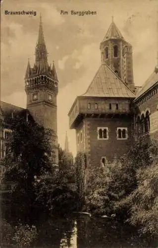 Ak Braunschweig in Niedersachsen, Am Burggraben