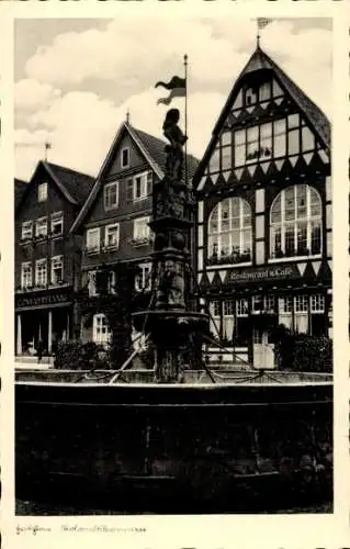 Ak Fritzlar in Hessen, Rolandsbrunnen, Fachwerkhäuser, Restaurant Cafe