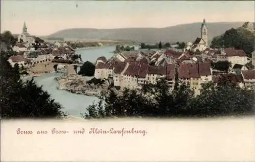 Ak Kleinlaufenburg Laufenburg am Hochrhein Baden, Gesamtansicht, Großlaufenburg