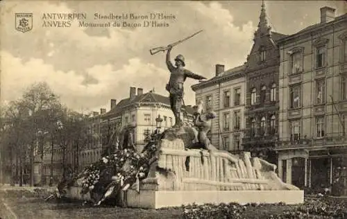 Ak Antwerpen Antwerpen Flandern, Denkmal von Baron D'Hanis