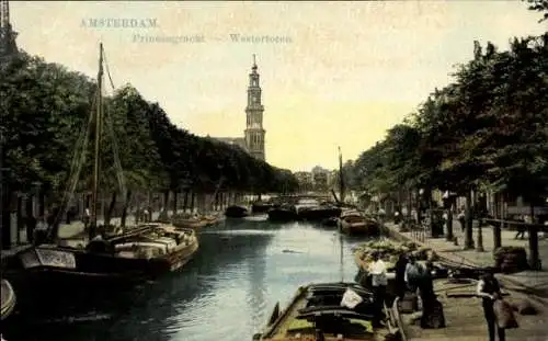 Ak Amsterdam Nordholland Niederlande, Prinsengracht, Westertoren