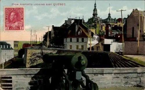 Ak Quebec Kanada, Blick von den Wällen nach Osten