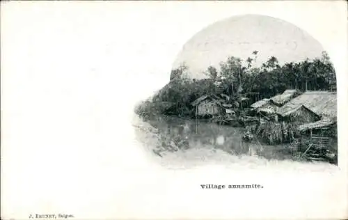 Ak Saigon Cochinchine Vietnam, Village annamite