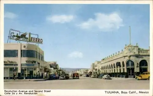 Ak Tijuana Mexiko, Calle 2a und Avenida Revolucion
