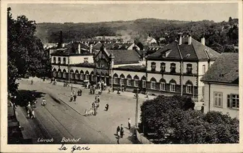 Ak Lörrach Baden Württemberg, Bahnhof, Vorplatz