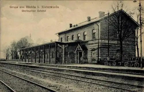 Ak Biehla Elsterwerda Brandenburg, Oberlausitzer Bahnhof, Gleisseite