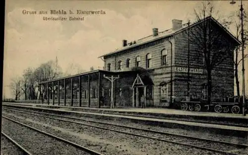 Ak Biehla Elsterwerda Brandenburg, Oberlausitzer Bahnhof, Gleisseite