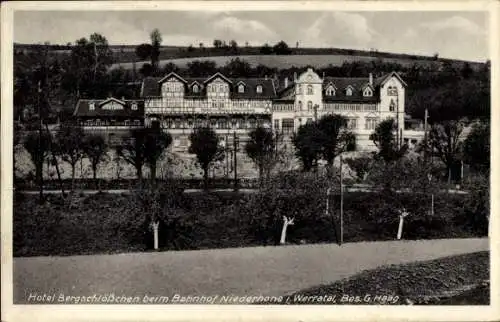 Ak Niederhone Eschwege an der Werra, Hotel Bergschlößchen, Bahnhof