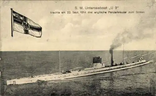 Ak Deutsches U Boot, Unterseeboot, SM U 9, Kaiserliche Marine