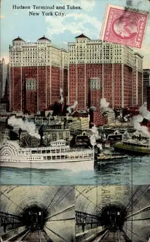 Ak New York City USA, Hudson Terminal und U-Bahnen
