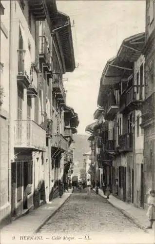 Ak Hernani Baskenland, Calle Mayor, Häuser, Anwohner