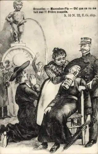 Künstler Ak Bruxelles Brüssel, Manneken Pis, Humor