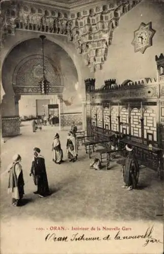 Ak Oran Algerien, Bahnhof, Innenansicht