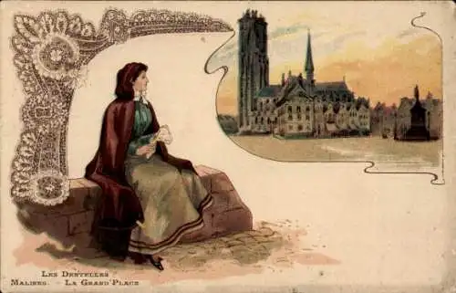 Ak Mechelen Mechelen Flandern Antwerpen, Les Dentelles, La Grande Place