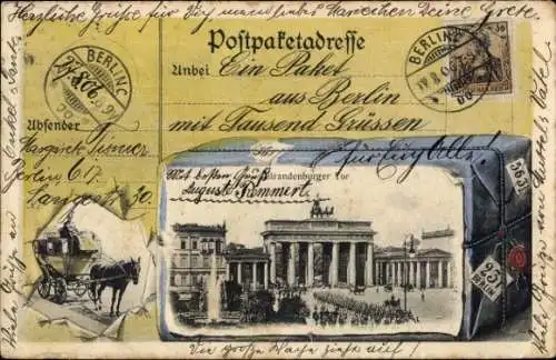 Paket Ak Berlin Mitte, Brandenburger Tor, Postkutsche