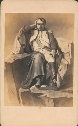 CdV Napoleon Bonaparte auf St. Helena, Gemälde von Delaroche
