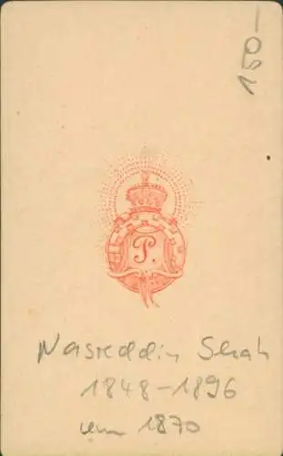 CdV Nasreddin Schah, Nāser ad-Din Schāh, Schah von Persien, um 1870