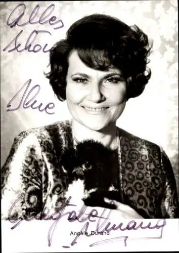 Ak Schauspielerin Angele Durano, Portrait, Autogramm, Hund
