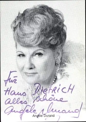 Ak Schauspielerin Angele Durano, Portrait, Autogramm