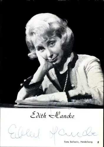 Autogrammkarte Schauspielerin Edith Hancke, Portrait, Autogramm