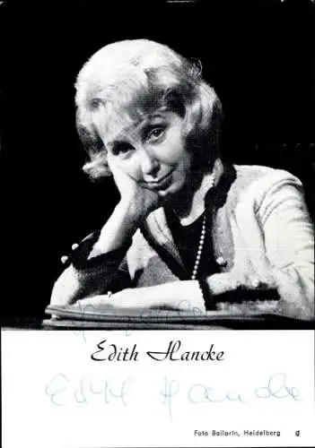 Autogrammkarte Schauspielerin Edith Hancke, Portrait, Autogramm