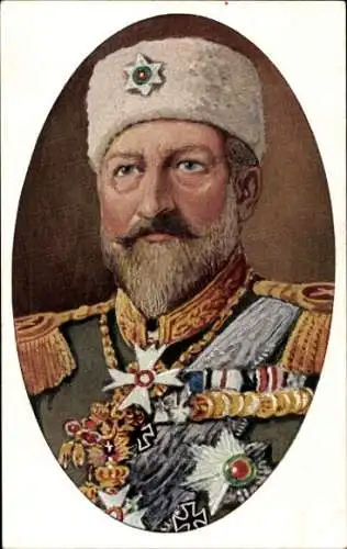 Künstler Ak Gerber, König Ferdinand I. von Bulgarien, Portrait, Orden
