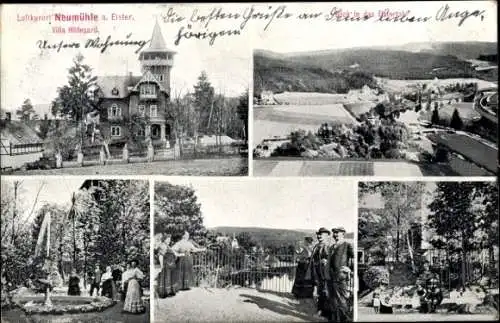 Ak Neumühle an der Elster Greiz in Thüringen, Villa Hildegard, Gesamtansicht