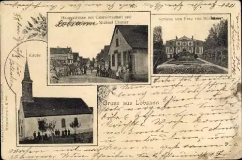 Ak Lobsann Lüsan Elsass Bas Rhin, Schloss, Hauptstraße, Gastwirtschaft, Kirche